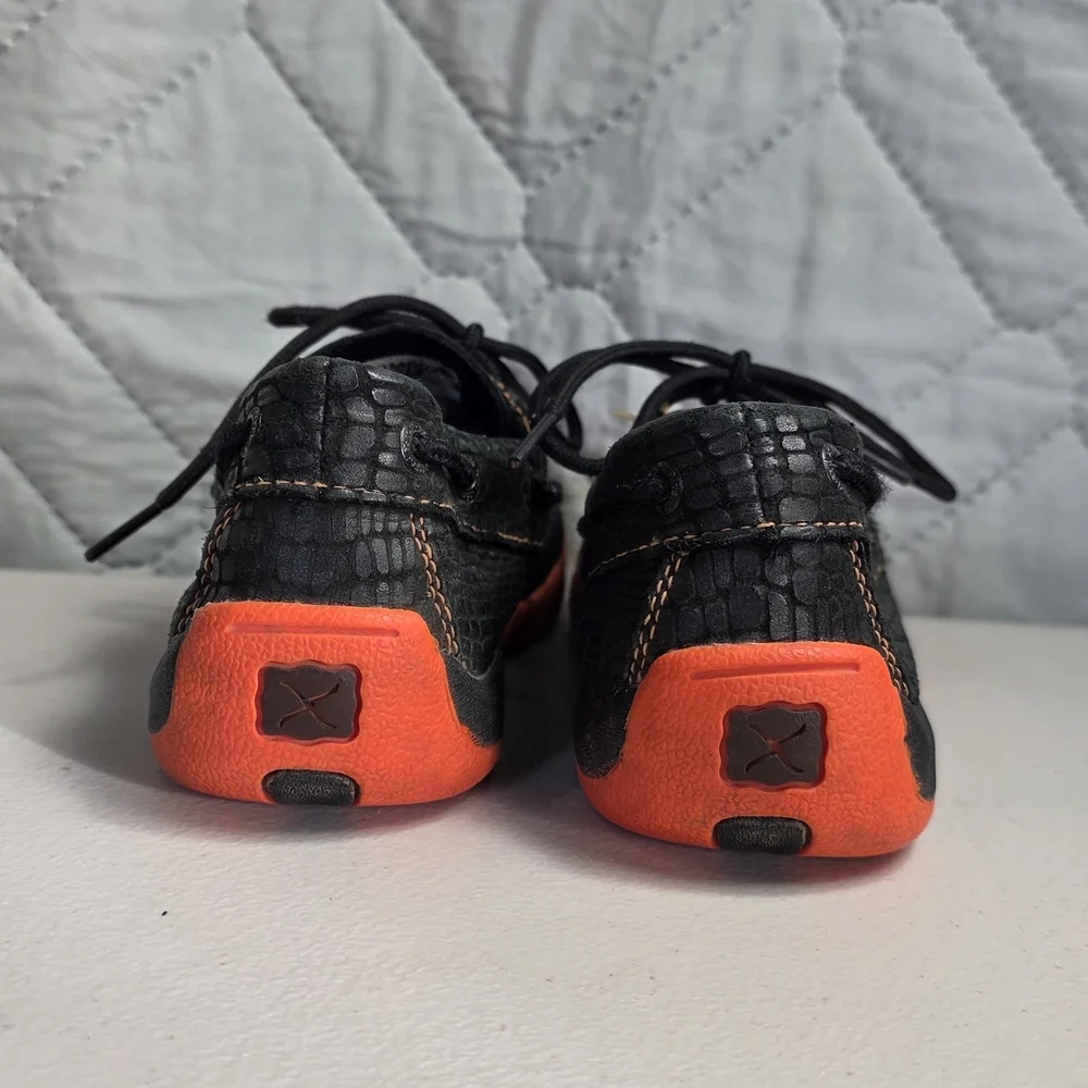 Twisted X Kids Sz 2M WDM0062 Black Orange  Croc Boat Shoe Slip On